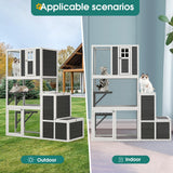 3-Tier Wooden Outdoor & Indoor Cat House