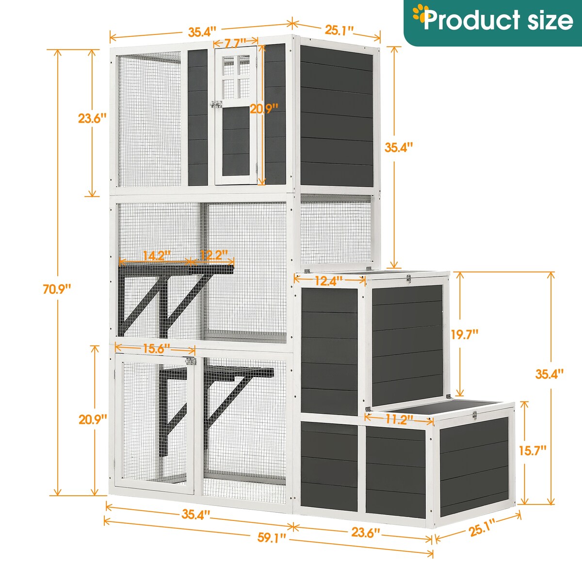 3-Tier Wooden Outdoor & Indoor Cat House
