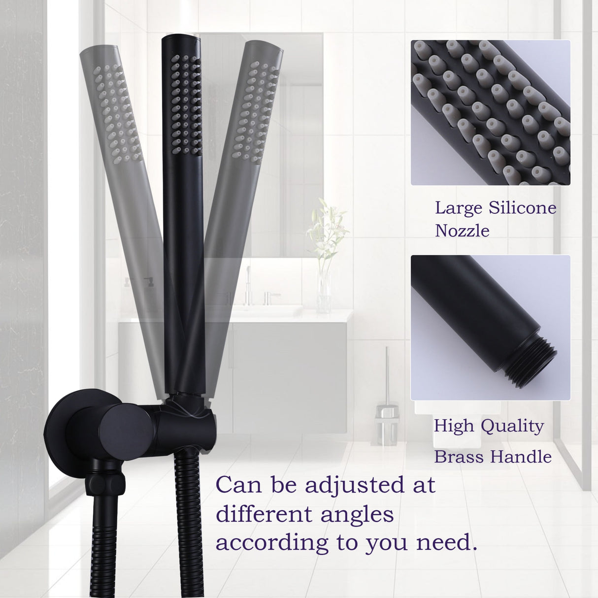 3-Way Complete Rain Shower System Black with High-pressure Handheld and Tub Spout