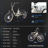 3 Wheel Folding 7 Speed Electric Bicycle for Adults with Basket