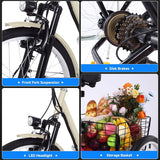 3 Wheel Folding 7 Speed Electric Bicycle for Adults with Basket