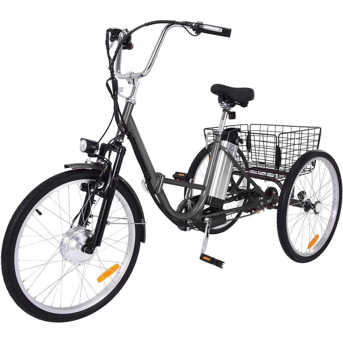 3 Wheel Folding 7 Speed Electric Bicycle for Adults with Basket