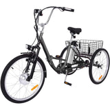 3 Wheel Folding 7 Speed Electric Bicycle for Adults with Basket