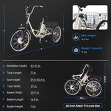 3 Wheel Folding 7 Speed Electric Bicycle for Adults with Basket