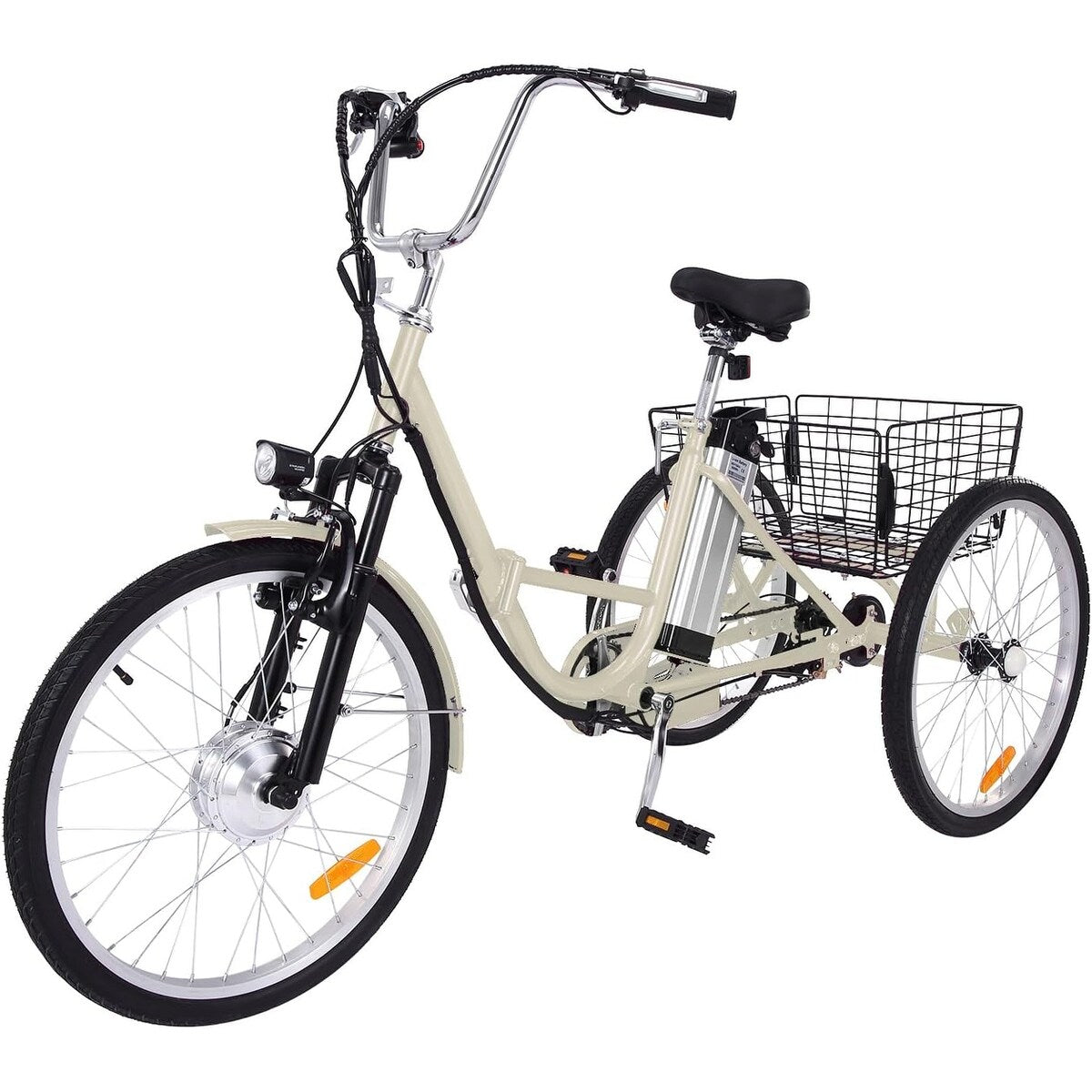 3 Wheel Folding 7 Speed Electric Bicycle for Adults with Basket