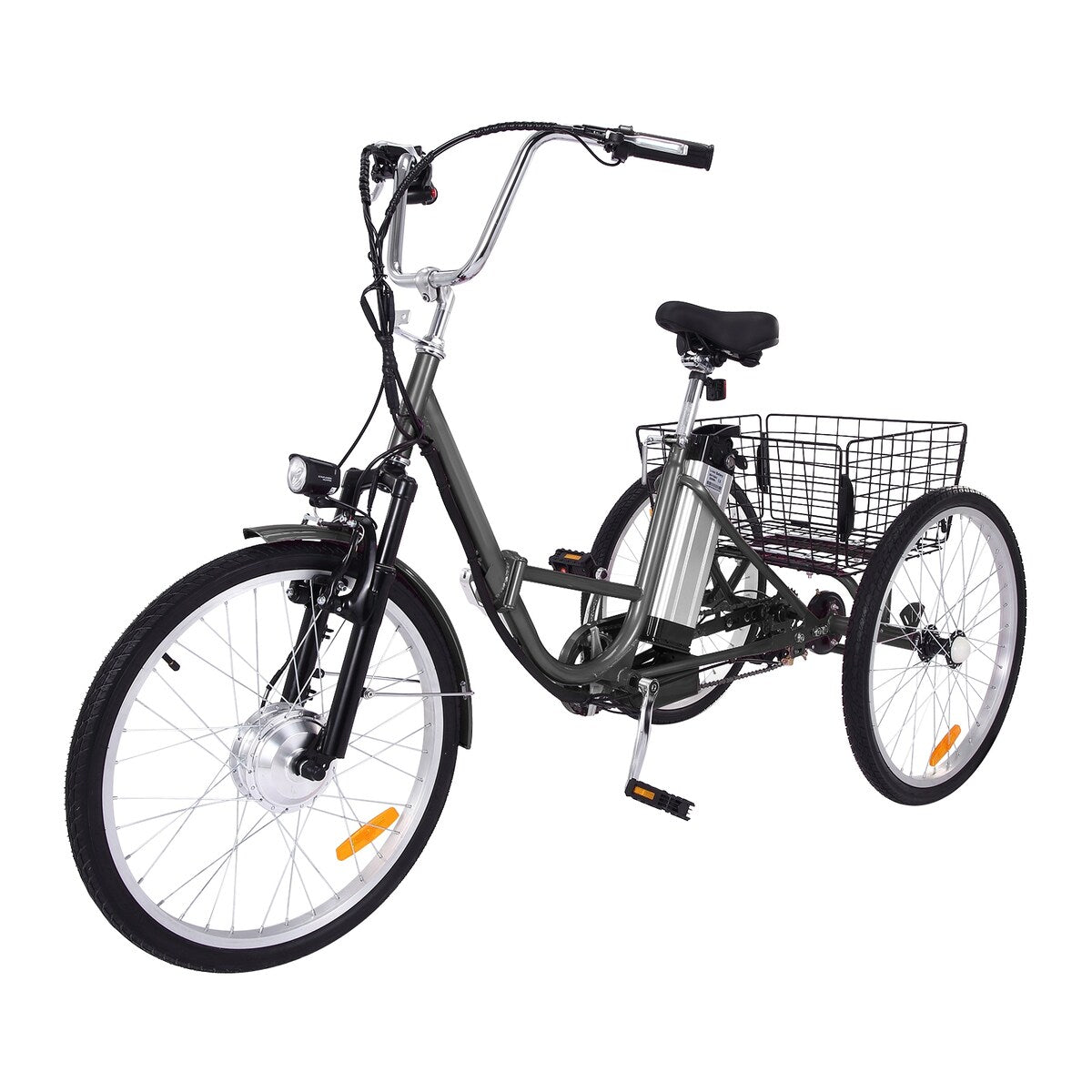 3 Wheel Folding 7 Speed Electric Bicycle for Adults with Basket
