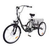 3 Wheel Folding 7 Speed Electric Bicycle for Adults with Basket