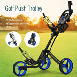 3 Wheel Folding Golf Push Cart with Brake Scoreboard Adjustable Handle