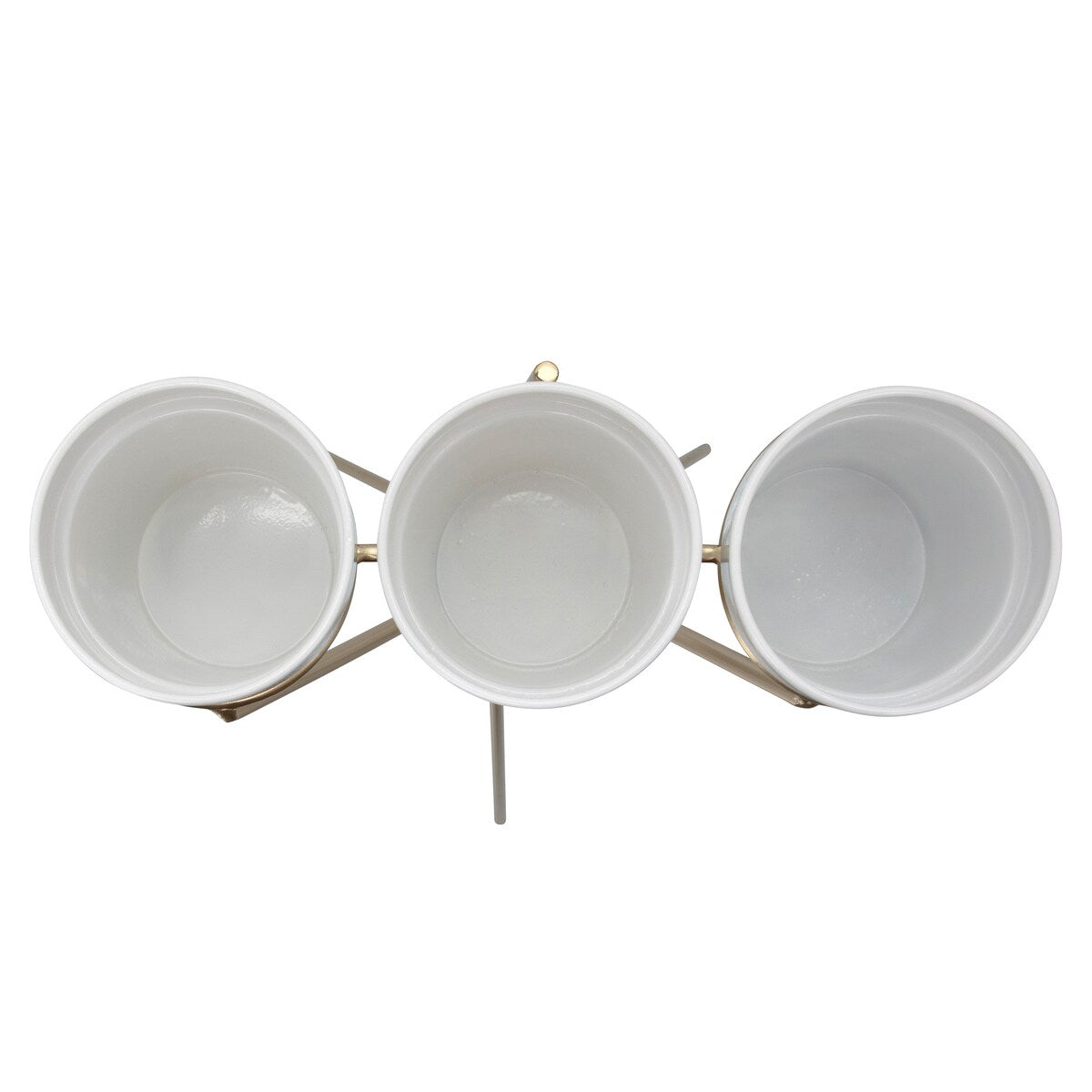 3-cup Metal Planter On Gold Stand, White 26.0"H - 16.0" x 13.0" x 26.0"