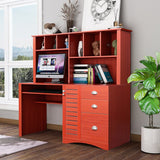 3 drawers and multiple storage shelves, home office computer desk