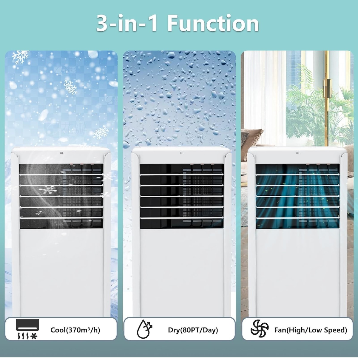 3 i3-in-1 Portable AC with Cooling,Fan,Dehumidifier & Sleep Mode