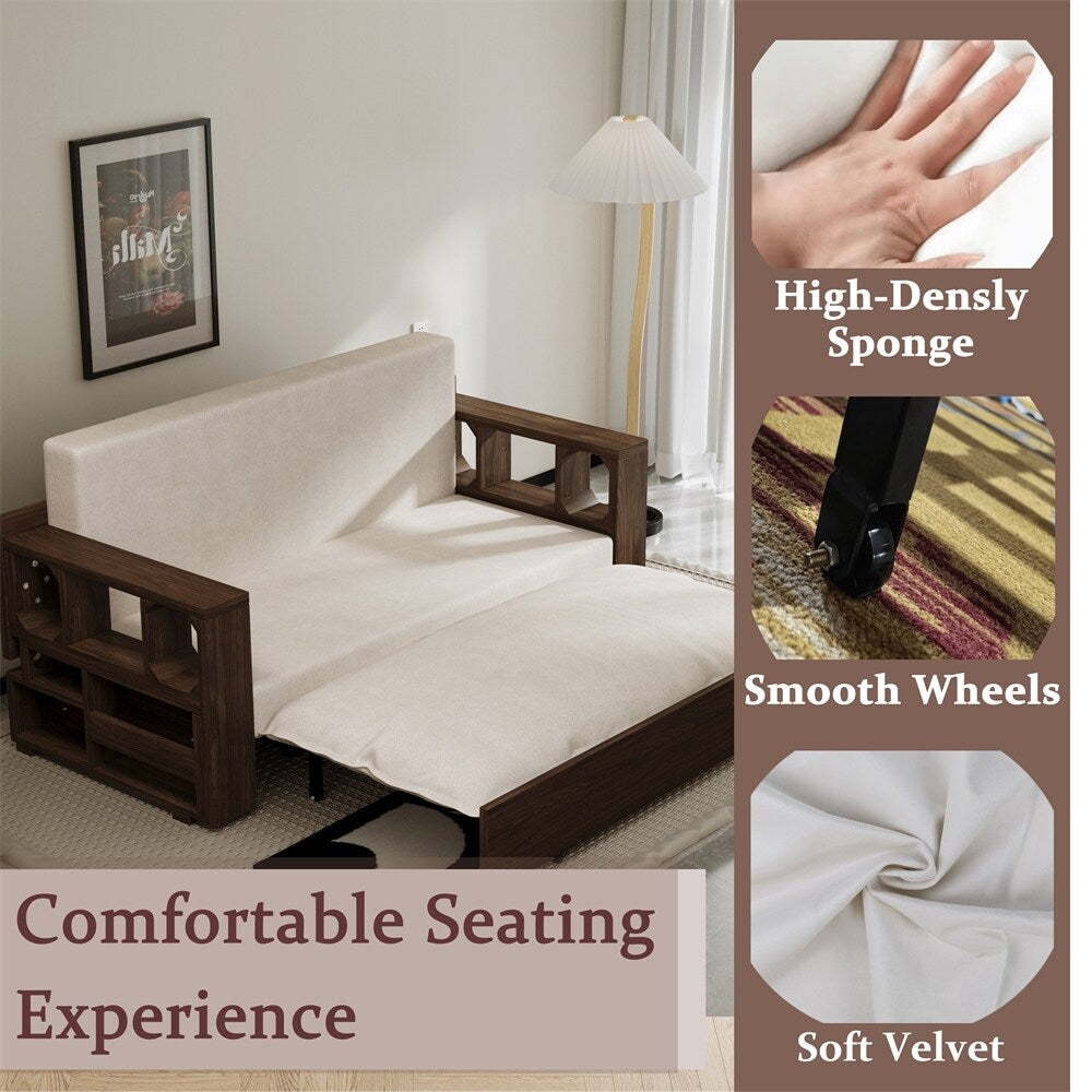 3-in-1 Convertible Sleeper Sofa Bed,Modern Velvet Loveseat Couch
