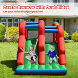 3-in-1 Inflatable Bounce House Jumping Castle Bouncer w/ Blower - Blue+ Green + Red + Orange
