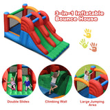 3-in-1 Inflatable Bounce House Jumping Castle Bouncer w/ Blower - Blue+ Green + Red + Orange