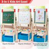 3-in-1 Kids Art Easel Double-Sided Adjustable Magnetic Drawing Board