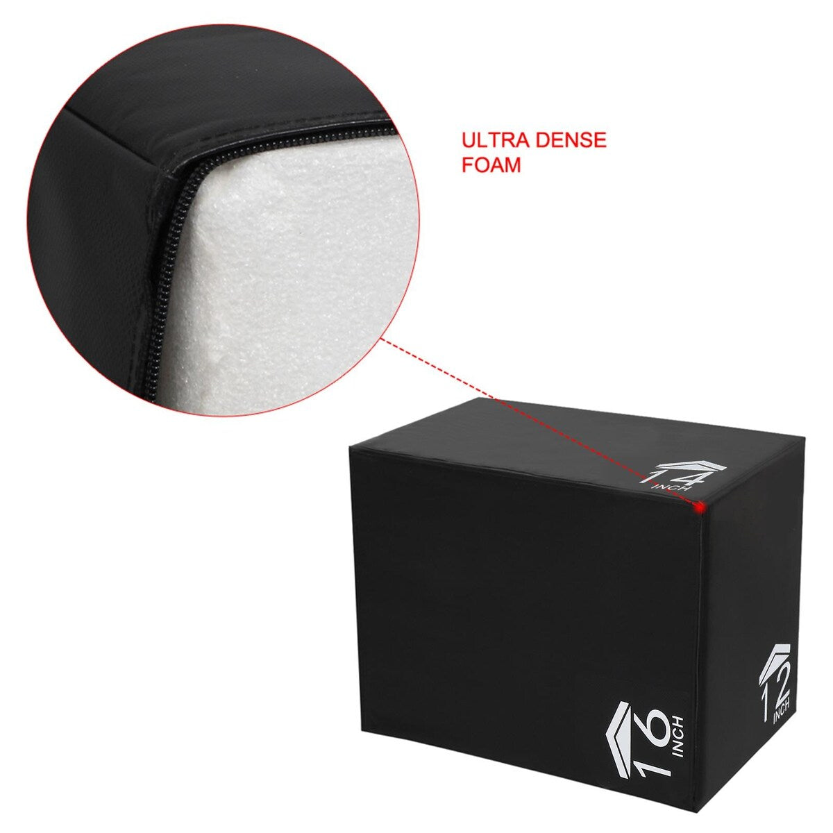 3-in-1 Kids Foam Plyo Box Jump Training, 12''/14''/16'' Height Adjustment - N/A