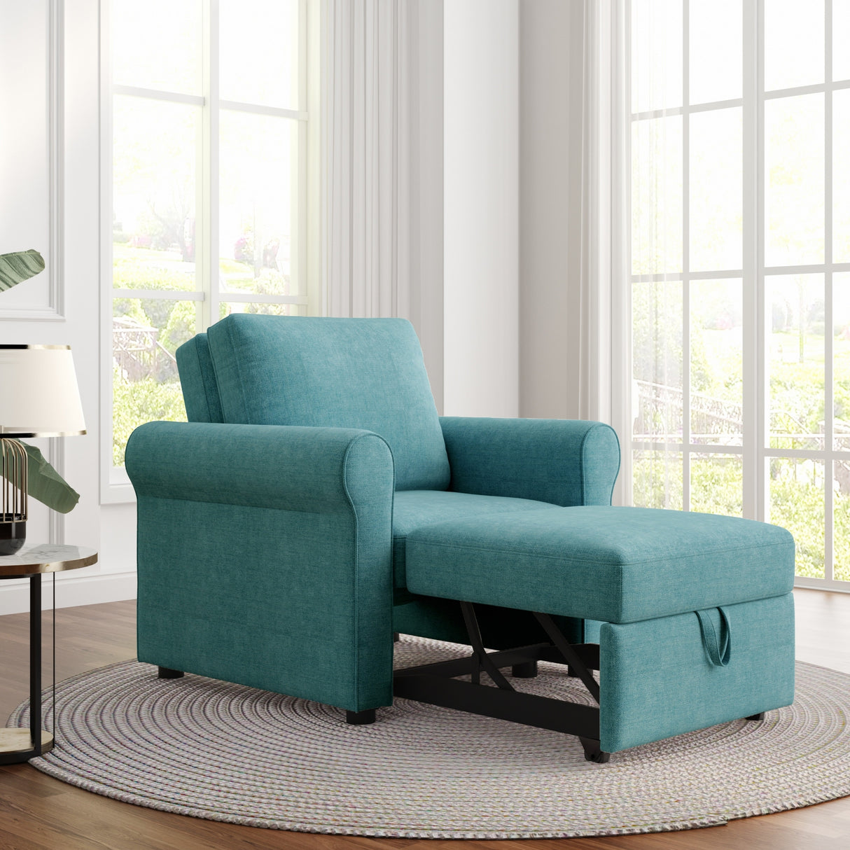 3-in-1 Modern Accent Chair with Adjust Backrest Convertible Sofa Bed - 34"x33"x33"H