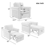 3-in-1 Modern Accent Chair with Adjust Backrest Convertible Sofa Bed - 34"x33"x33"H