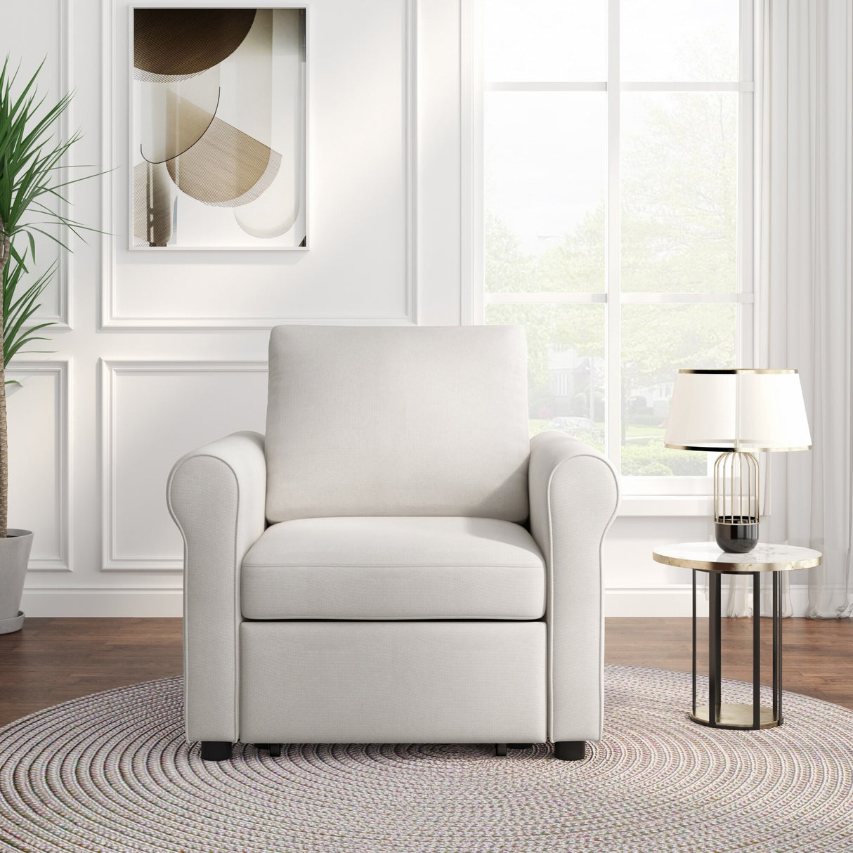 3-in-1 Modern Accent Chair with Adjust Backrest Convertible Sofa Bed - 34"x33"x33"H
