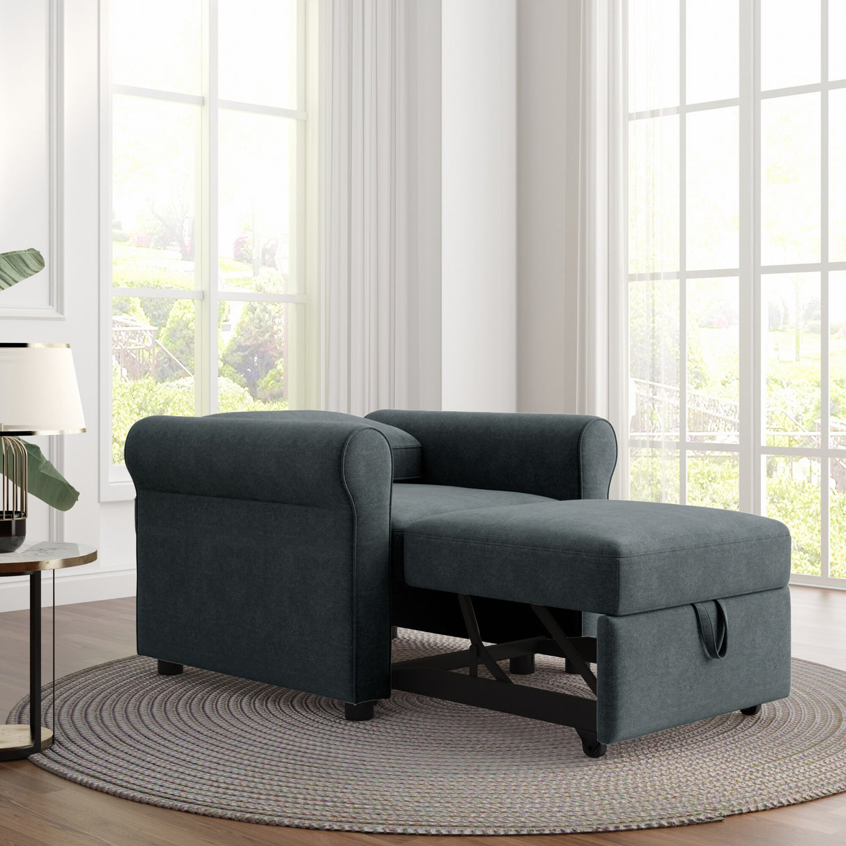 3-in-1 Modern Accent Chair with Adjust Backrest Convertible Sofa Bed - 34"x33"x33"H