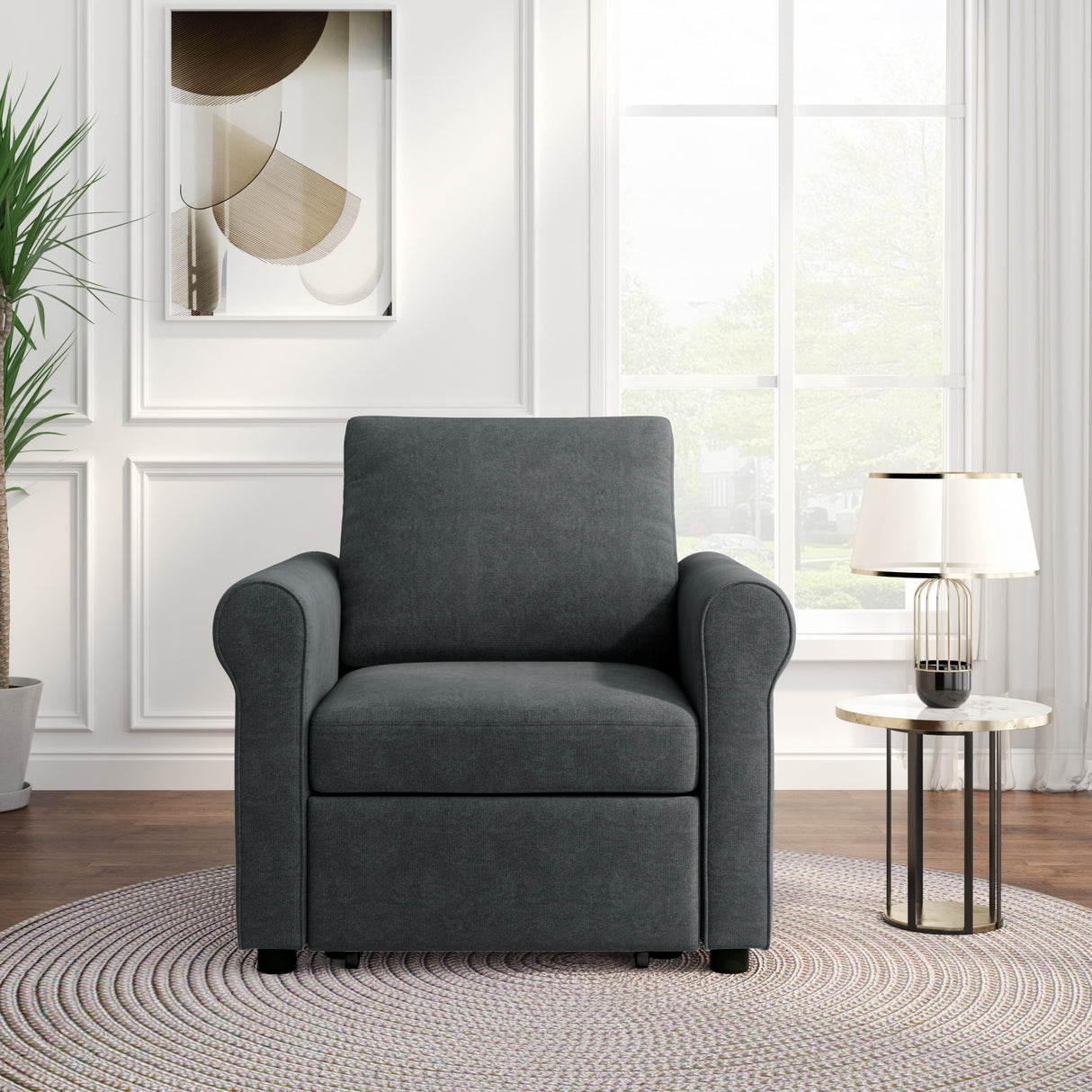 3-in-1 Modern Accent Chair with Adjust Backrest Convertible Sofa Bed - 34"x33"x33"H