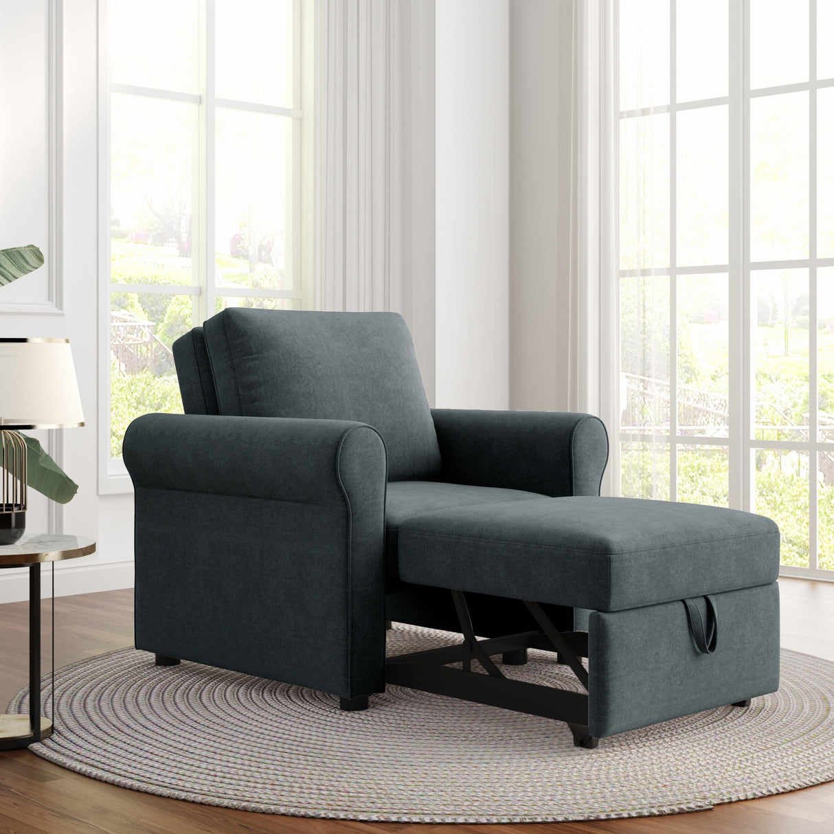 3-in-1 Modern Accent Chair with Adjust Backrest Convertible Sofa Bed - 34"x33"x33"H