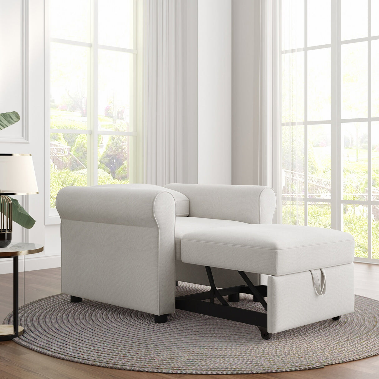 3-in-1 Modern Accent Chair with Adjust Backrest Convertible Sofa Bed - 34"x33"x33"H