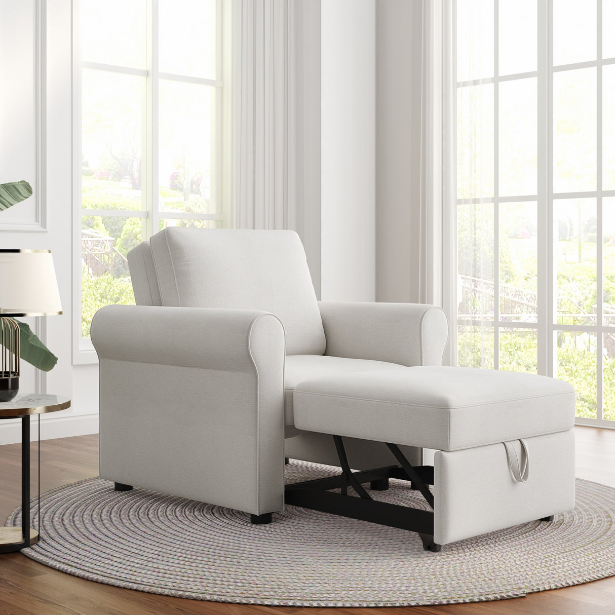 3-in-1 Modern Accent Chair with Adjust Backrest Convertible Sofa Bed - 34"x33"x33"H