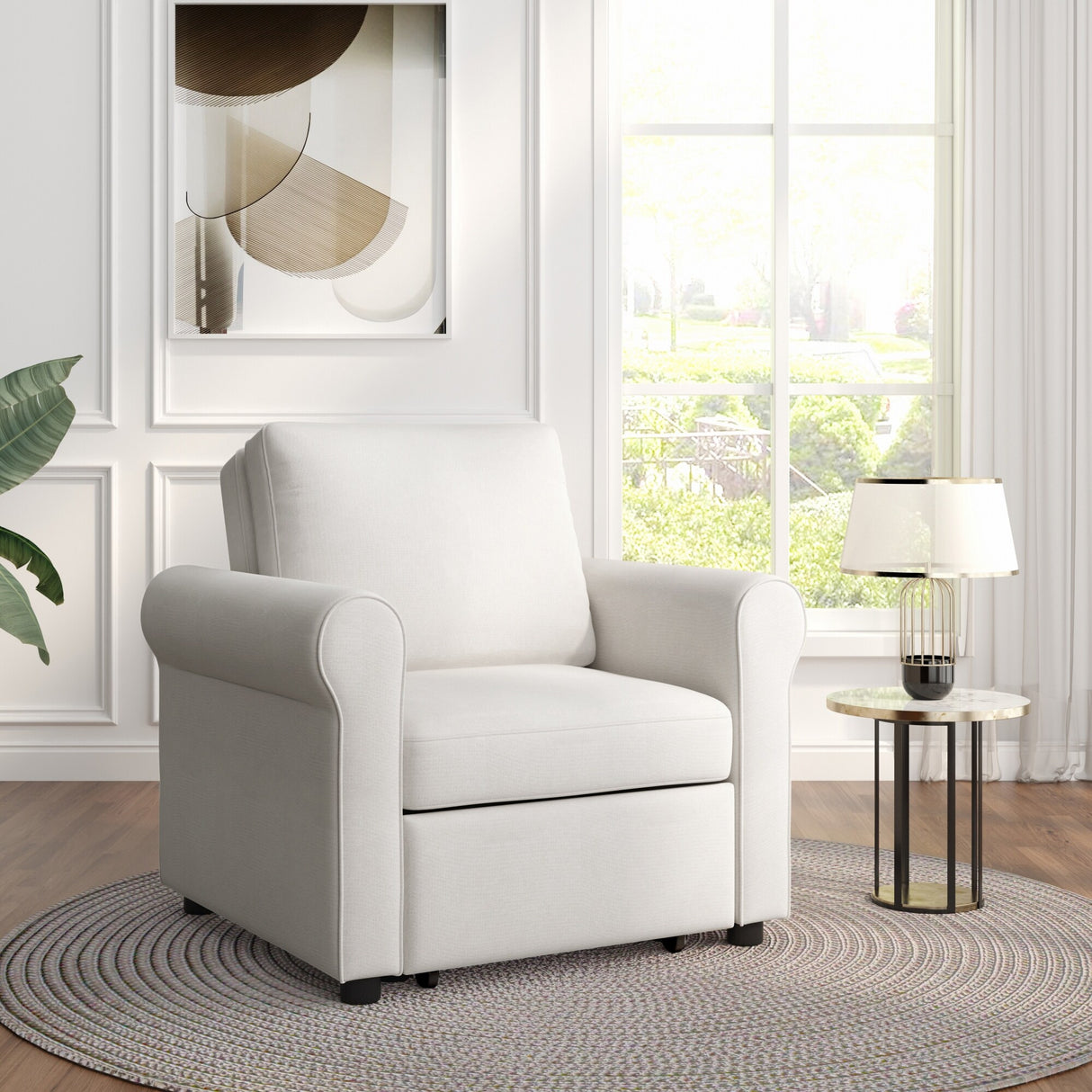 3-in-1 Modern Accent Chair with Adjust Backrest Convertible Sofa Bed - 34"x33"x33"H