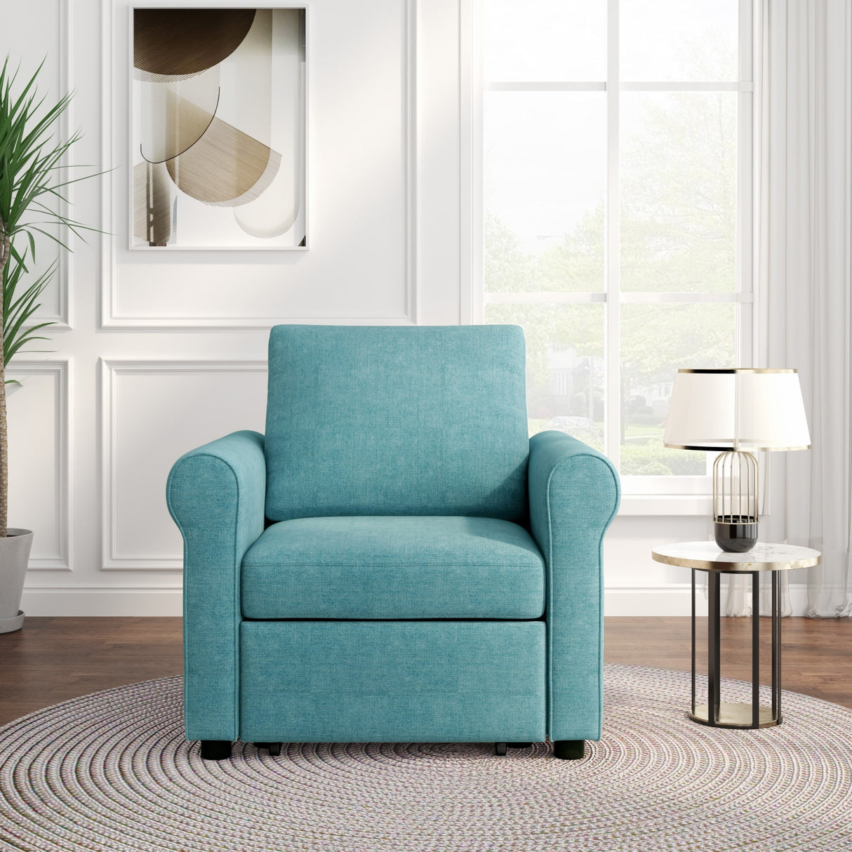 3-in-1 Modern Accent Chair with Adjust Backrest Convertible Sofa Bed - 34"x33"x33"H