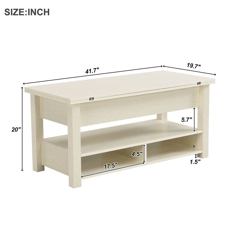 3 in 1 Multi-Functional Lift Top Coffee Table, Lift Tabletop Dining Table with Open Shelves