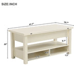 3 in 1 Multi-Functional Lift Top Coffee Table, Lift Tabletop Dining Table with Open Shelves