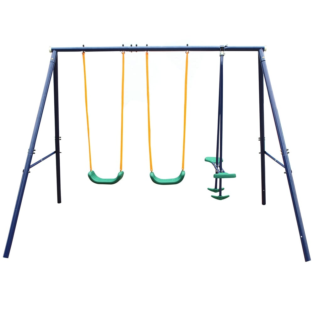 3-in-1 Outdoor Playground Equipment Kids Swing Sets w/Swings & Glider