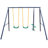 3-in-1 Outdoor Playground Equipment Kids Swing Sets w/Swings & Glider