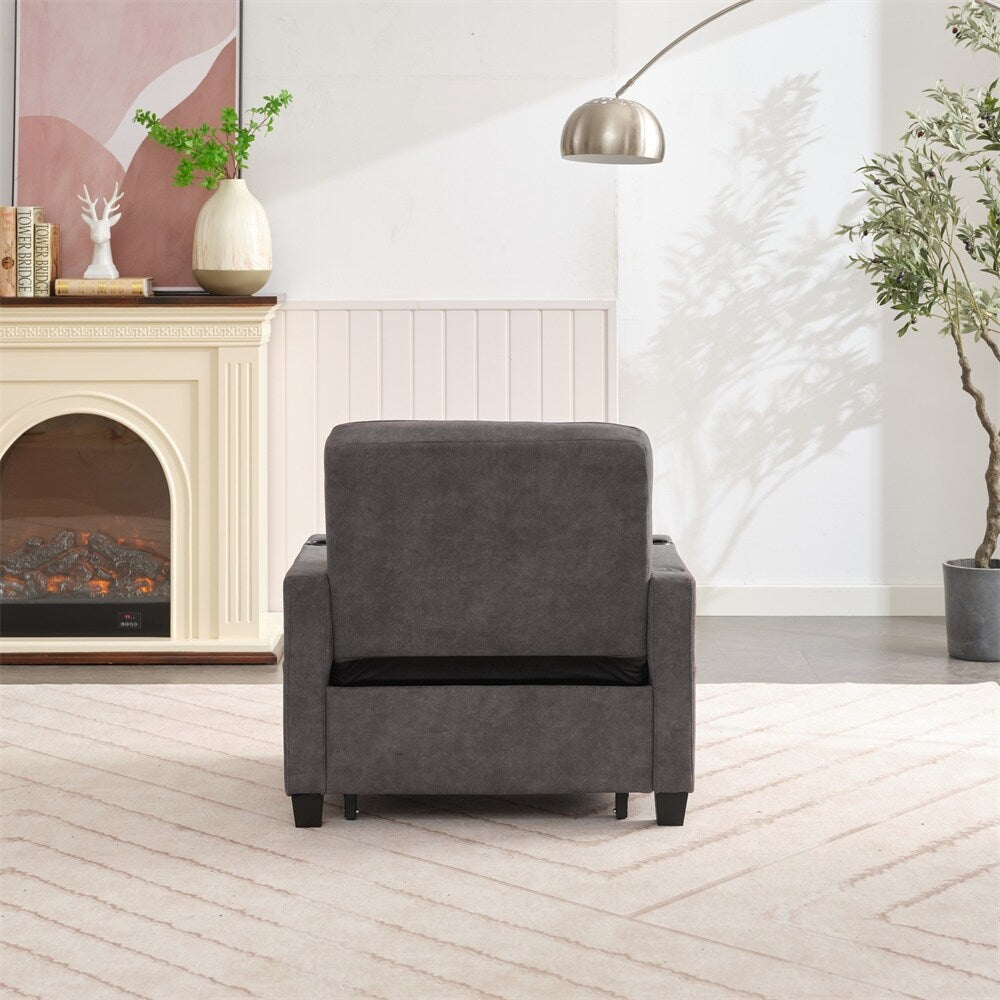 3-in-1 Pull Out Futon Convertible Chair with USB Ports
