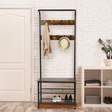 3-in1 Hall Tree Coat Rack Shoe Bench with Hooks