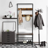 3-in1 Hall Tree Coat Rack Shoe Bench with Hooks