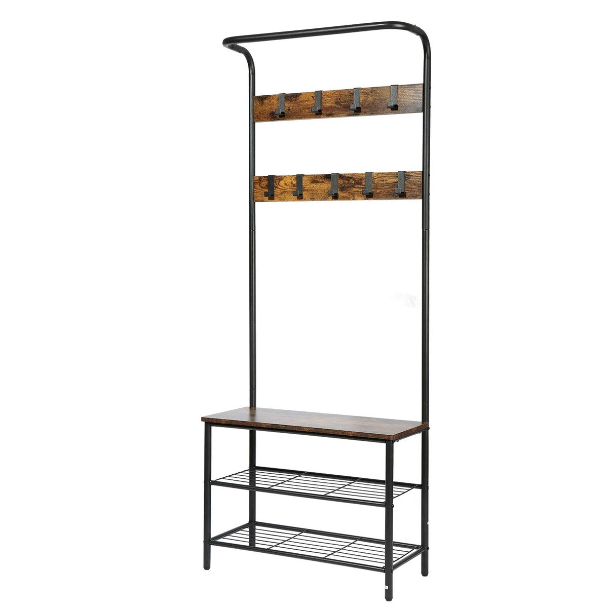 3-in1 Hall Tree Coat Rack Shoe Bench with Hooks