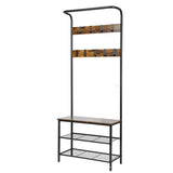 3-in1 Hall Tree Coat Rack Shoe Bench with Hooks