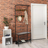 3-in1 Hall Tree Coat Rack Shoe Bench with Hooks