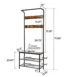 3-in1 Hall Tree Coat Rack Shoe Bench with Hooks