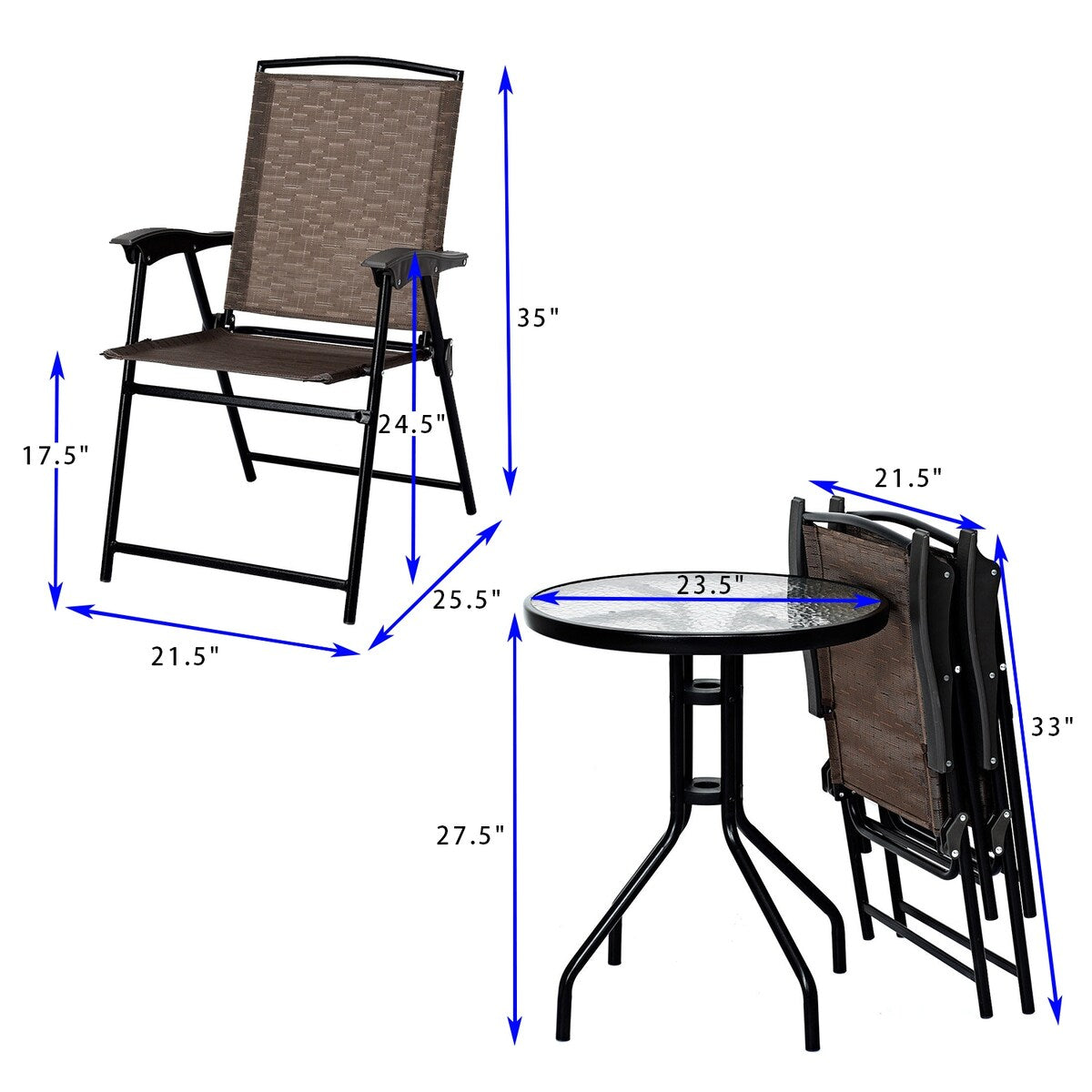 3 pcs Bistro Patio Garden Furniture Set