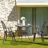 3 pcs Bistro Table Set Cast Aluminum Outdoor Patio Furniture Set