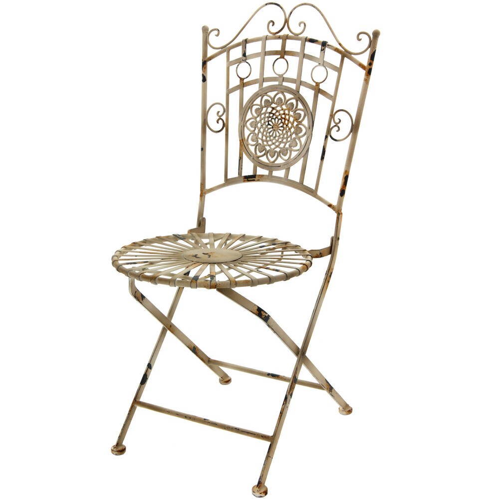 Handmade 3-piece Distressed White Rustic Metal Garden Table Set (China)