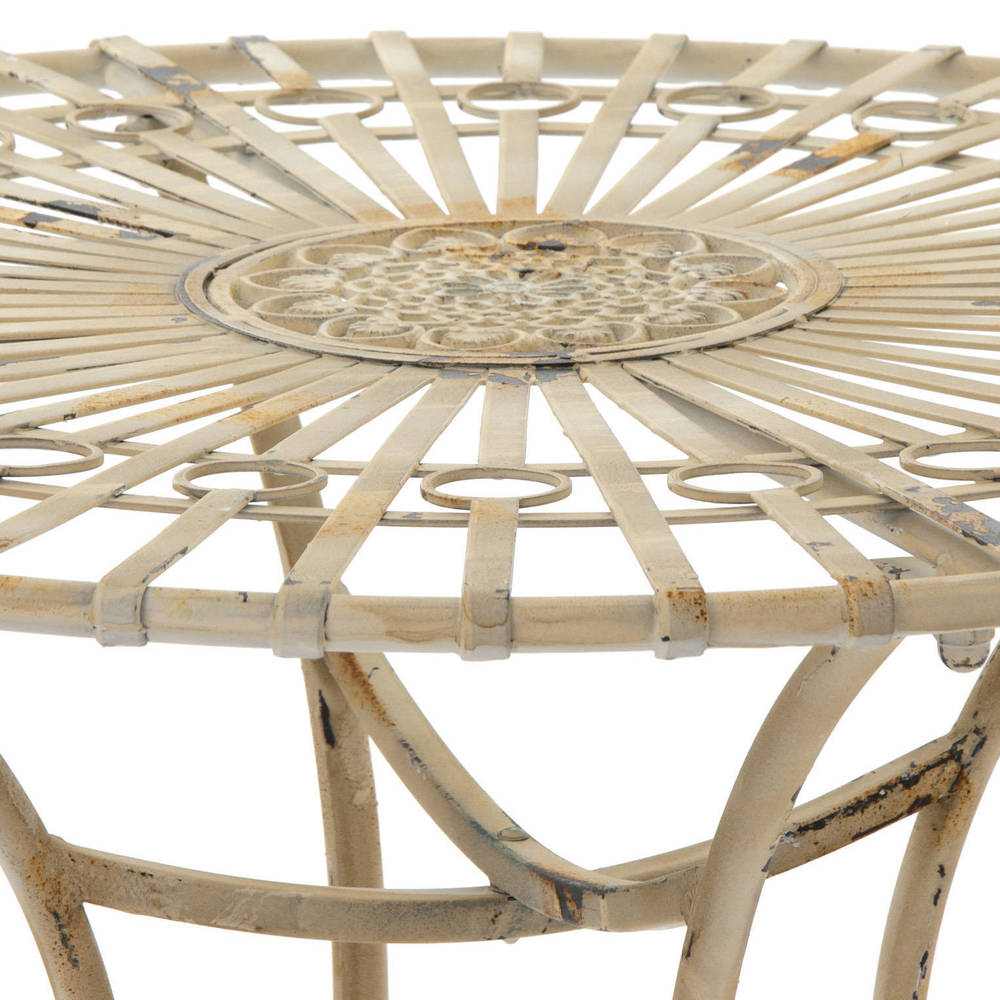 Handmade 3-piece Distressed White Rustic Metal Garden Table Set (China)