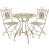 Handmade 3-piece Distressed White Rustic Metal Garden Table Set (China)