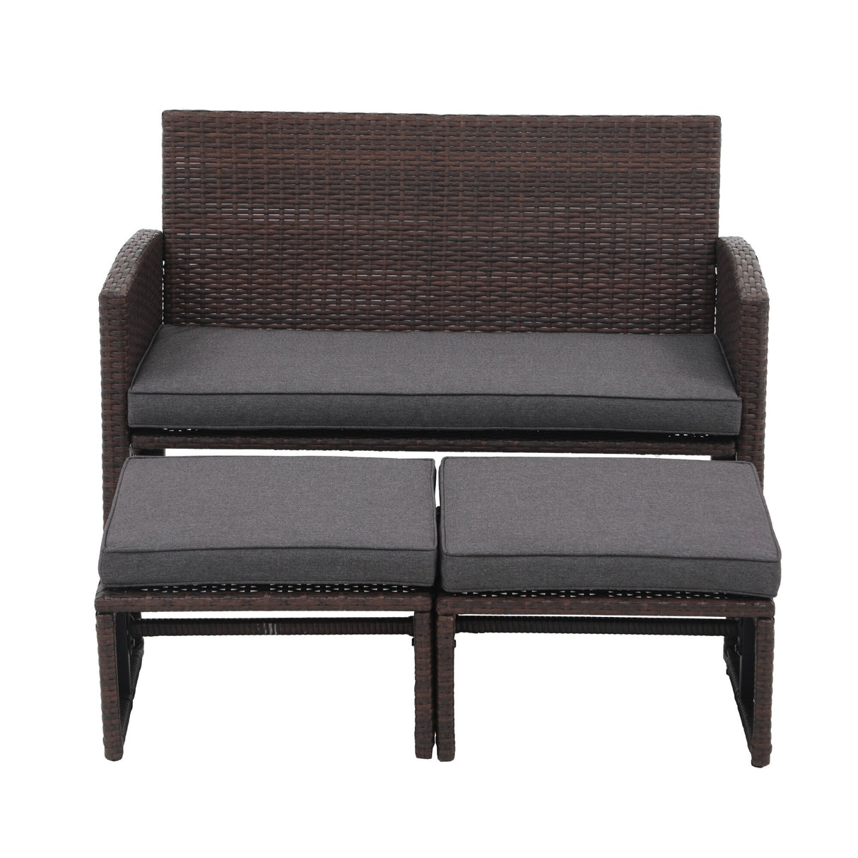 3-piece Outdoor Rattan Sofa Set with Cushions