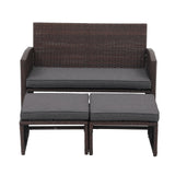 3-piece Outdoor Rattan Sofa Set with Cushions