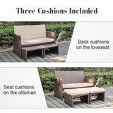 3-piece Outdoor Rattan Sofa Set with Cushions