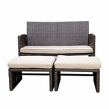 3-piece Outdoor Rattan Sofa Set with Cushions